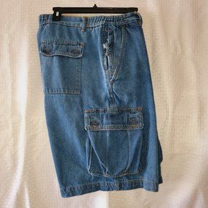 Tri Wasit Comfort System Men 38 Cargo Medium Wash Casual Denim Blue Jean Shorts